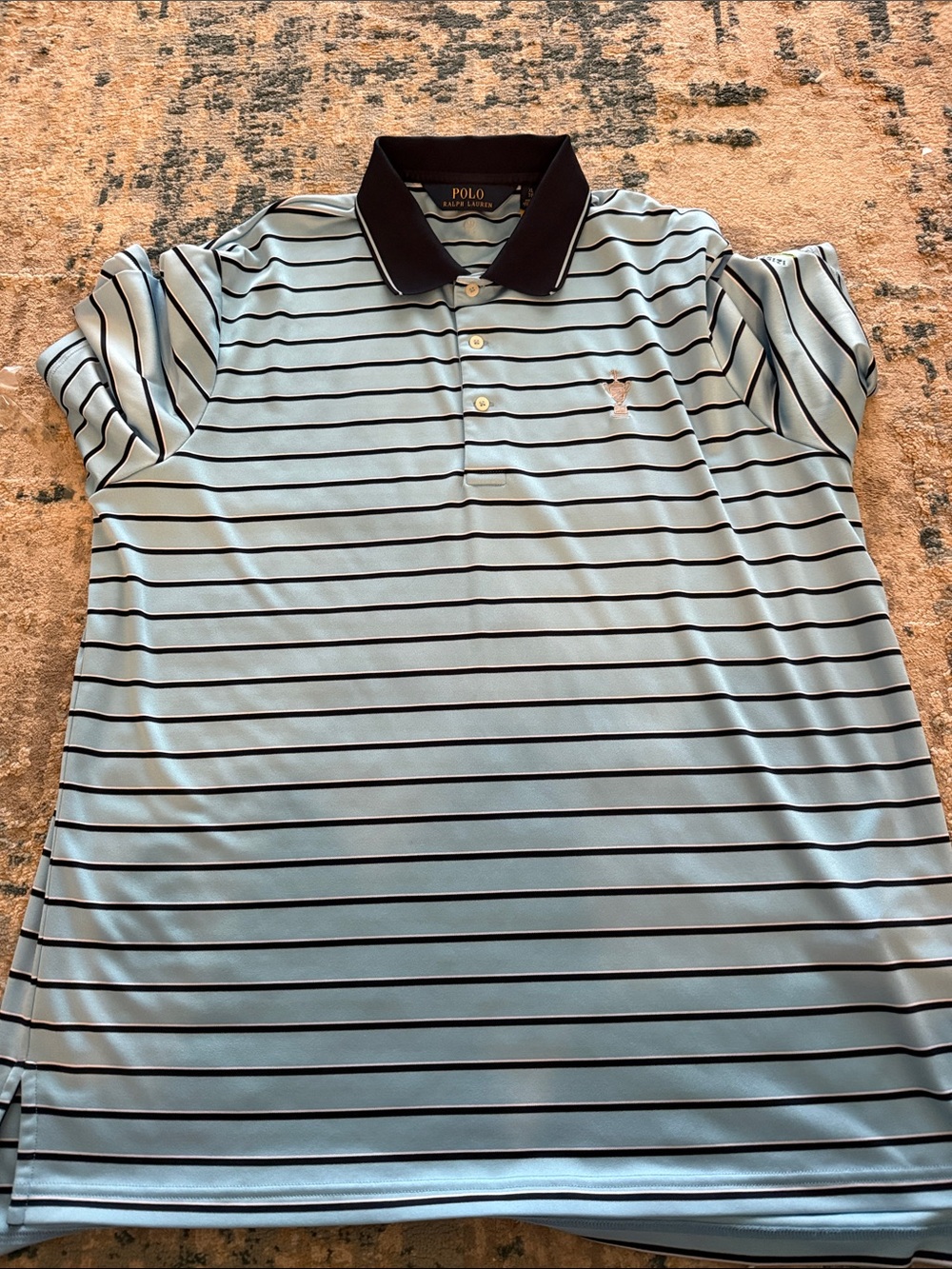 Polo by Ralph Lauren Men’s Light Blue & Navy Striped Polo Shirt